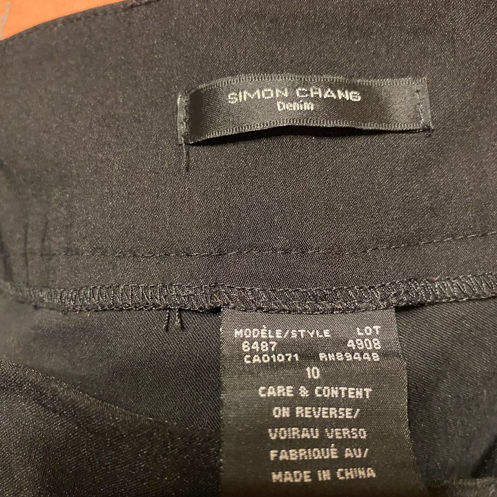 Simon Chang Black Stretch Ponte Pants with Hem Eyelet Trim - Picture 2 of 4